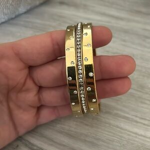 Swarovski Chic Gold Bangles with Sparkling Accents